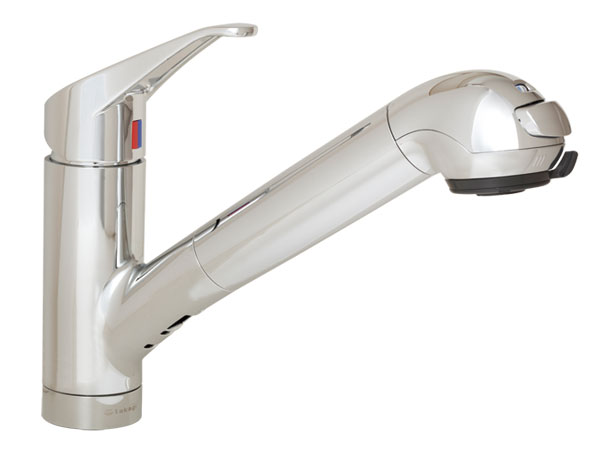 Kitchen.  [Water purifier integrated hand shower faucet] Single lever mixing faucet with a water purification function of removing such as chlorine from tap water.