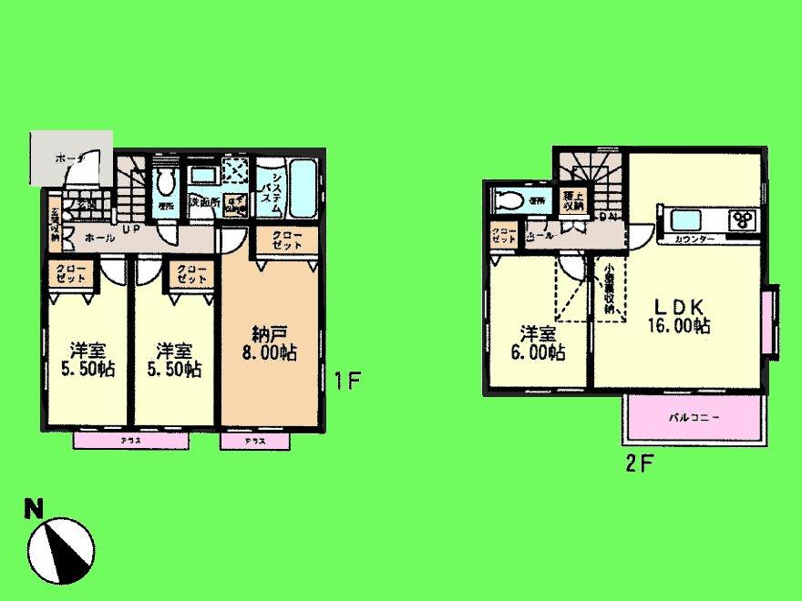 Floor plan. (4 Building), Price 31.5 million yen, 3LDK+S, Land area 100.26 sq m , Building area 96.05 sq m