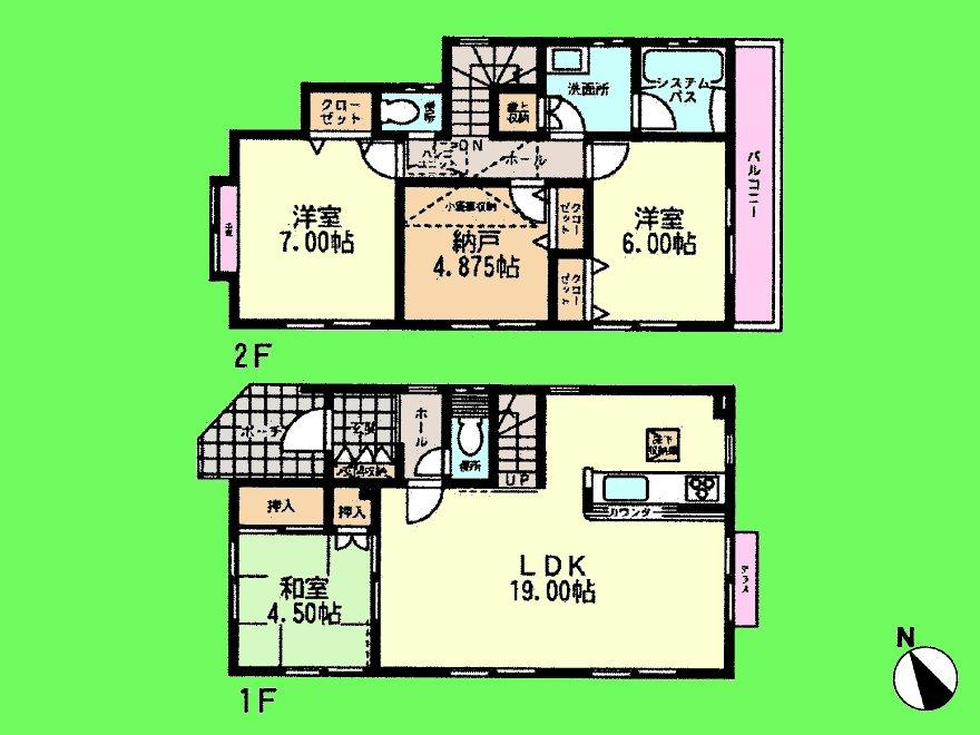 Floor plan. (6 Building), Price 33,500,000 yen, 3LDK+S, Land area 90.54 sq m , Building area 96.05 sq m