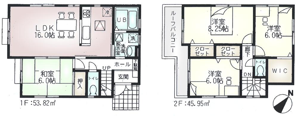 Floor plan. (Building 2), Price 26,800,000 yen, 4LDK, Land area 131.97 sq m , Building area 99.77 sq m