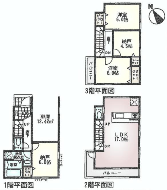 Floor plan. (Building 2), Price 36,800,000 yen, 2LDK+2S, Land area 65.09 sq m , Building area 106.81 sq m