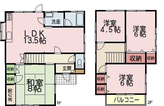 Floor plan. 24,800,000 yen, 4LDK, Land area 113.94 sq m , Building area 89.92 sq m