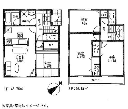 Floor plan. 19,800,000 yen, 4LDK, Land area 96.9 sq m , Building area 92.33 sq m