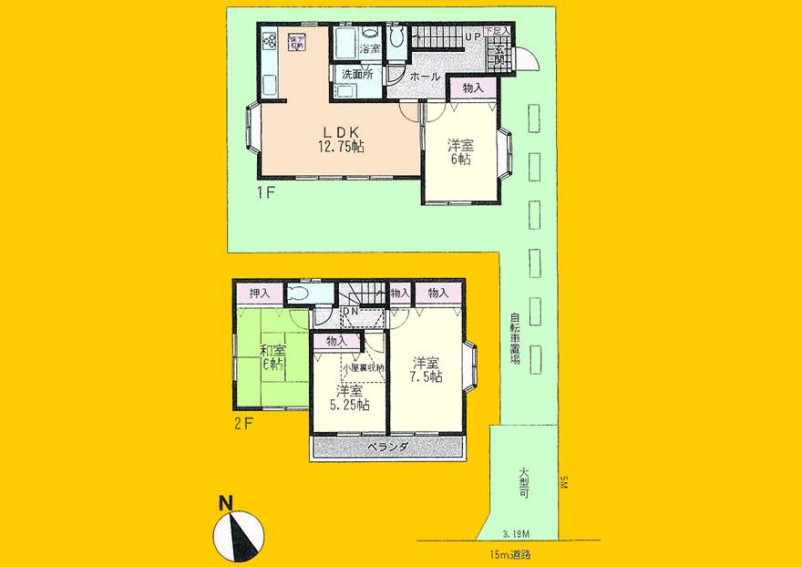 Floor plan. 21,800,000 yen, 4LDK, Land area 114.39 sq m , Building area 90.06 sq m