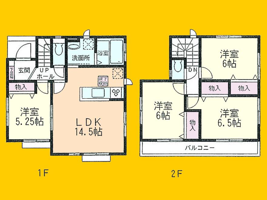 Floor plan. (K Building), Price 26,800,000 yen, 4LDK, Land area 113.53 sq m , Building area 89.42 sq m