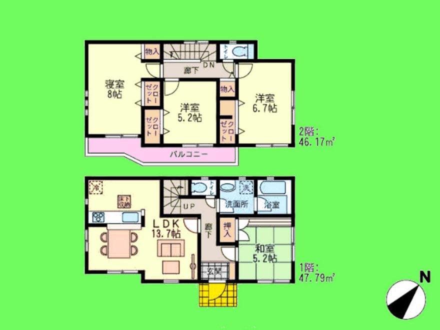 Floor plan. (4 Building), Price 27,800,000 yen, 4LDK, Land area 130.82 sq m , Building area 93.96 sq m