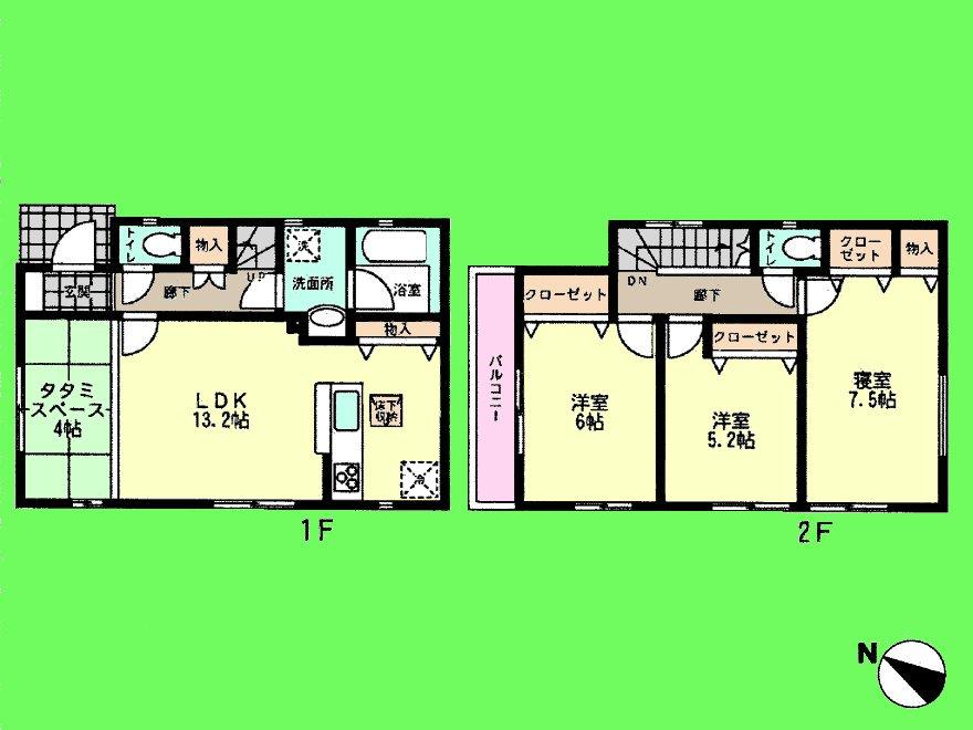 Floor plan. (1 Building), Price 25,800,000 yen, 3LDK, Land area 101.75 sq m , Building area 84.24 sq m