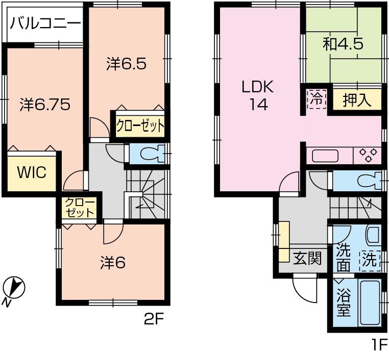 Floor plan. (1 Building), Price 30,800,000 yen, 4LDK, Land area 102 sq m , Building area 90.31 sq m