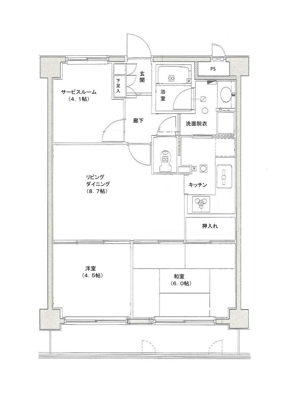 Floor plan. 2LDK + S (storeroom), Price 10.8 million yen, Occupied area 56.83 sq m , Balcony area 7.62 sq m
