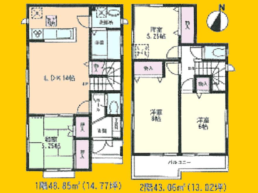 Floor plan. (Building 2), Price 35,800,000 yen, 4LDK, Land area 101.49 sq m , Building area 91.91 sq m