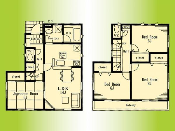 Floor plan. 24,800,000 yen, 4LDK, Land area 135.56 sq m , Building area 93.96 sq m