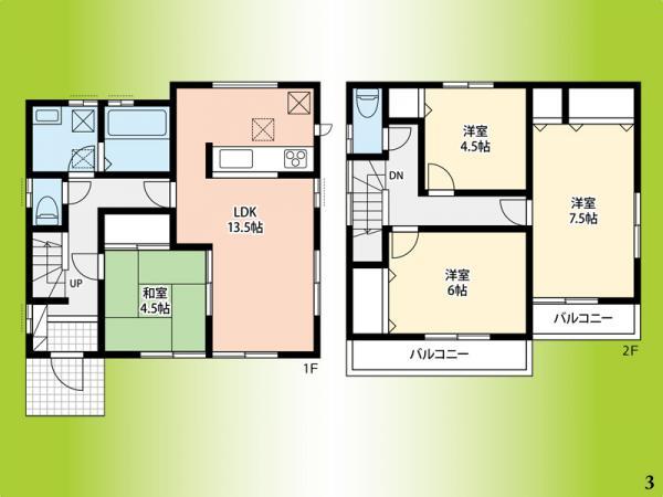 Floor plan. 34,800,000 yen, 4LDK, Land area 110.92 sq m , Building area 91.9 sq m