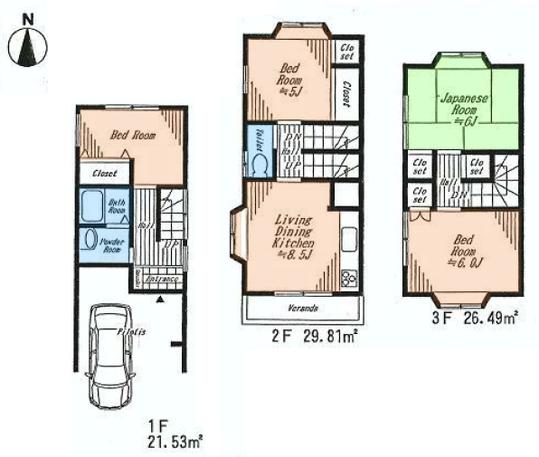 Floor plan. 23,980,000 yen, 4LDK, Land area 87.42 sq m , Building area 77.83 sq m