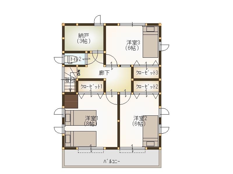 Floor plan. 36,800,000 yen, 3LDK + S (storeroom), Land area 129.4 sq m , Building area 105.38 sq m 2-floor plan view  ・ Each room also has a closet each with 6 quires more. There is also a further 3 Pledge of closet.