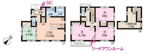 Floor plan. 33,980,000 yen, 4LDK+S, Land area 105.08 sq m , Building area 93.57 sq m