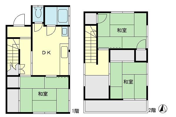 Floor plan. 9.8 million yen, 3DK, Land area 96 sq m , Building area 62.3 sq m floor plan