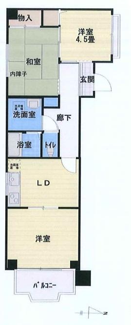 Floor plan. 3LDK, Price 7.5 million yen, Footprint 46.4 sq m , Balcony area 2.64 sq m Floor Plan (3DK)