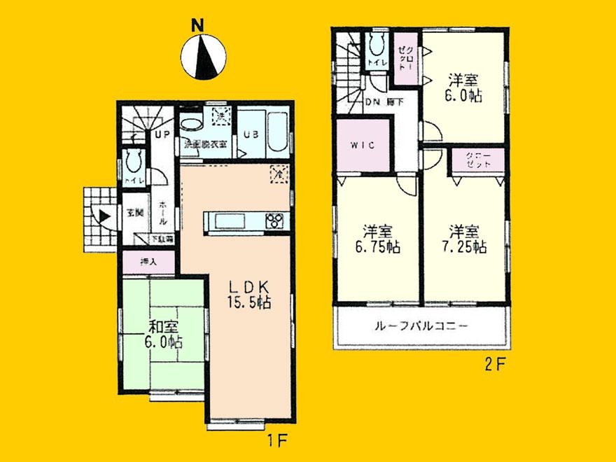 Floor plan. (7 Building), Price 34,900,000 yen, 4LDK, Land area 123.18 sq m , Building area 99.37 sq m