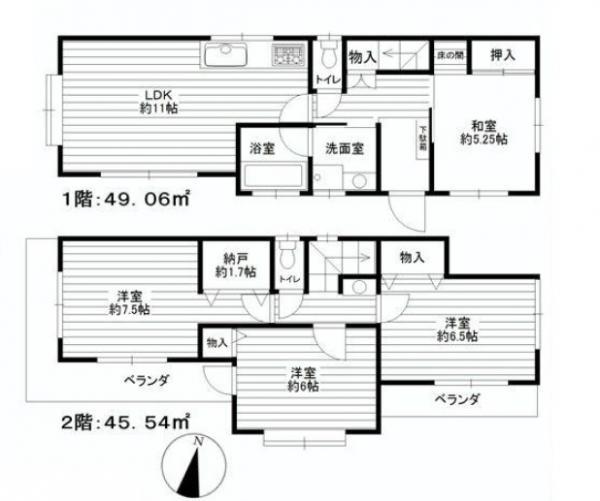 Floor plan. 27,900,000 yen, 4LDK+S, Land area 104.49 sq m , Building area 94.6 sq m