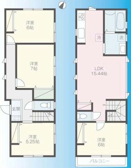Floor plan. 28.8 million yen, 4LDK, Land area 98.72 sq m , Building area 94.81 sq m
