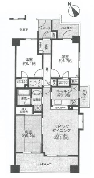 Floor plan. 3LDK, Price 23,900,000 yen, Footprint 74.5 sq m , Balcony area 17.39 sq m