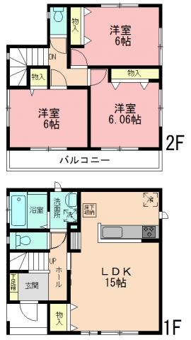 Floor plan. 28.8 million yen, 3LDK, Land area 79.89 sq m , Building area 81.15 sq m