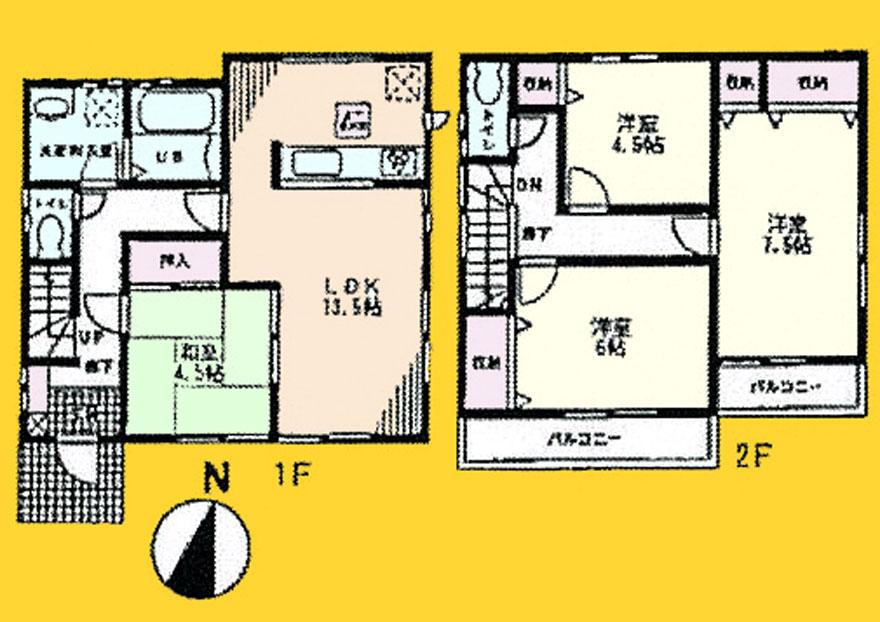Floor plan. (3 Building), Price 34,800,000 yen, 4LDK, Land area 110.92 sq m , Building area 91.9 sq m