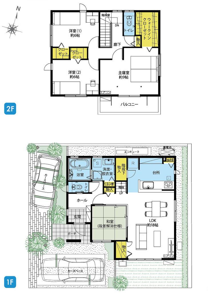 Floor plan.  [1-3 No. land] So we have drawn on the basis of the Plan view] drawings, Plan and the outer structure ・ Planting, etc., It may actually differ slightly from.  Also, car ・ Consumer electronics ・ furniture ・ It is such as equipment not included in the price.