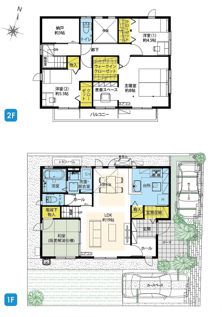 Floor plan.  [1-7 No. land] So we have drawn on the basis of the Plan view] drawings, Plan and the outer structure ・ Planting, etc., It may actually differ slightly from.  Also, car ・ Consumer electronics ・ furniture ・ It is such as equipment not included in the price.