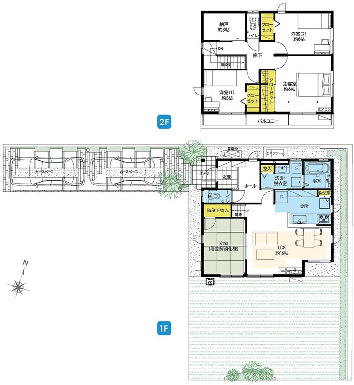 Floor plan.  [1-126 No. land] So we have drawn on the basis of the Plan view] drawings, Plan and the outer structure ・ Planting, etc., It may actually differ slightly from.  Also, car ・ Consumer electronics ・ furniture ・ It is such as equipment not included in the price.