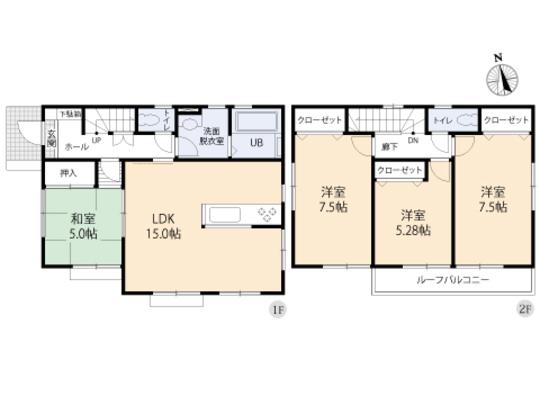 Floor plan. 32,500,000 yen, 4LDK, Land area 136.05 sq m , Building area 94.39 sq m floor plan