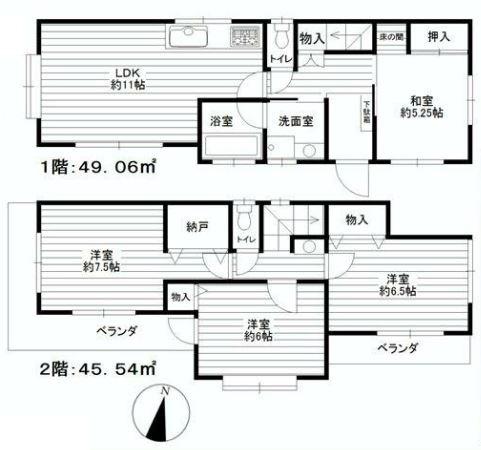 Floor plan. 27,900,000 yen, 4LDK + S (storeroom), Land area 104.49 sq m , Building area 94.6 sq m