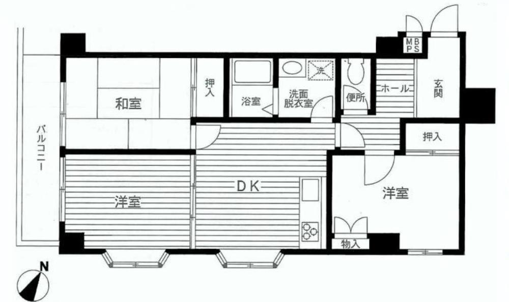 Floor plan. 3DK, Price 11 million yen, Occupied area 62.69 sq m , Balcony area 6.36 sq m