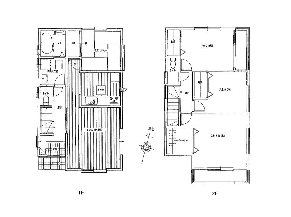 Floor plan. (1 Building), Price 33,800,000 yen, 4LDK, Land area 97.8 sq m , Building area 93.56 sq m