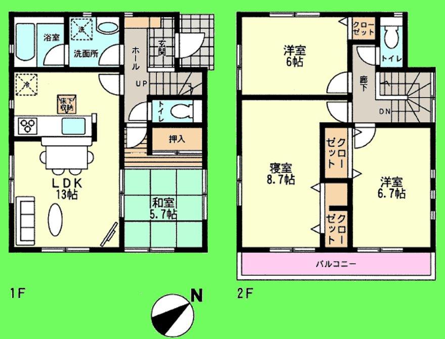 Floor plan. 19,800,000 yen, 4LDK, Land area 96.9 sq m , Building area 92.33 sq m Master Bedroom spacious 8.7 tatami! !