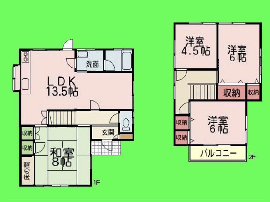 Floor plan. 26,300,000 yen, 4LDK, Land area 113.94 sq m , Building area 113.94 sq m