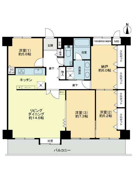 Floor plan. 3LDK + S (storeroom), Price 24,800,000 yen, Footprint 100.44 sq m , Balcony area 16.2 sq m