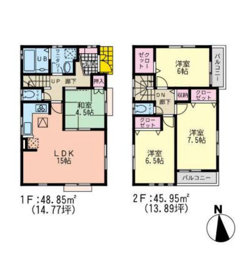 Floor plan. (3 Building), Price 31,800,000 yen, 4LDK, Land area 100 sq m , Building area 94.8 sq m