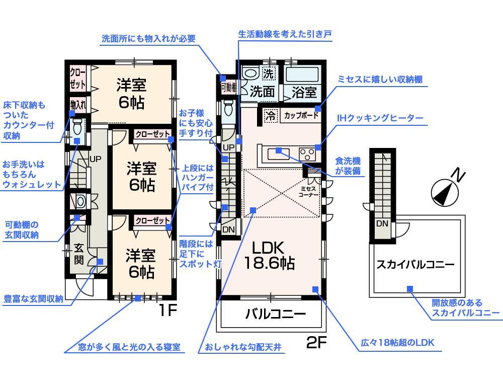 Floor plan. Price 34,800,000 yen, 3LDK, Land area 95.76 sq m , Building area 90.94 sq m