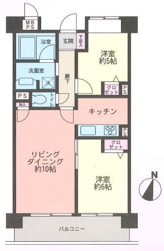 Floor plan. 2LDK, Price 14.8 million yen, Occupied area 55.85 sq m , Balcony area 8.25 sq m