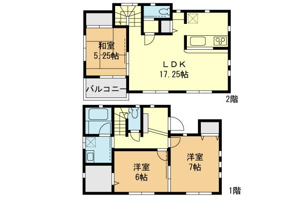 Floor plan. (Building 2), Price 30,800,000 yen, 3LDK, Land area 88.87 sq m , Building area 85.45 sq m