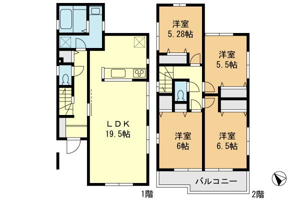 Floor plan. (5 Building), Price 22,800,000 yen, 4LDK, Land area 132.93 sq m , Building area 99.36 sq m