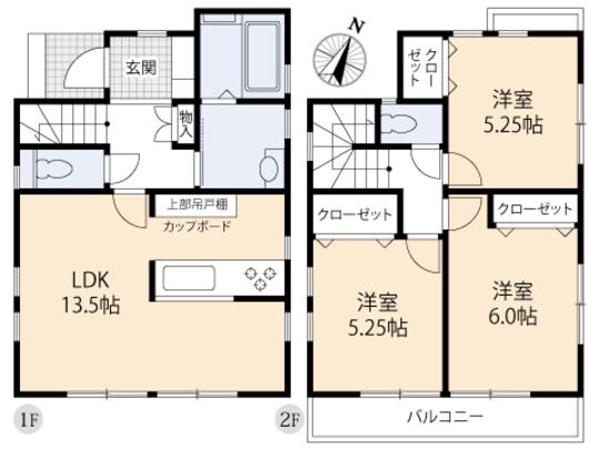 Floor plan. 26,800,000 yen, 3LDK, Land area 76.07 sq m , Building area 75.35 sq m floor plan