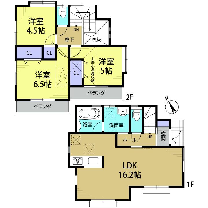 Floor plan. 24,800,000 yen, 3LDK, Land area 95.44 sq m , Building area 76.34 sq m