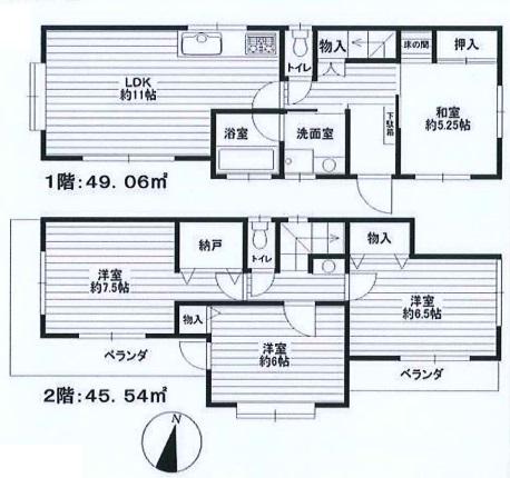 Floor plan. Price 27,900,000 yen, 4LDK+S, Land area 104.49 sq m , Building area 94.6 sq m
