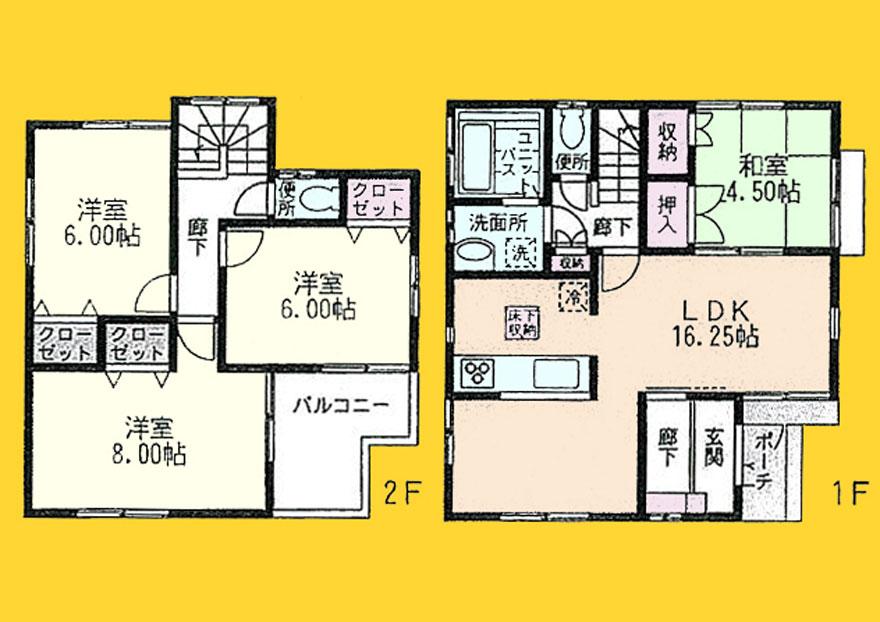 Floor plan. (3 Building), Price 32,800,000 yen, 4LDK, Land area 102.7 sq m , Building area 96.05 sq m