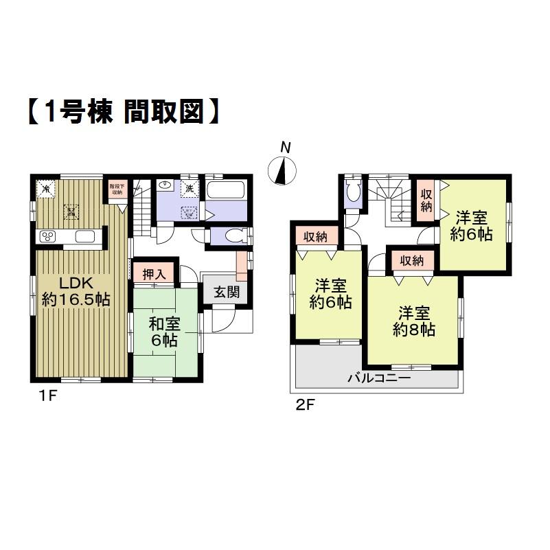 Floor plan. (1 Building), Price 38,800,000 yen, 4LDK, Land area 150.02 sq m , Building area 105.58 sq m