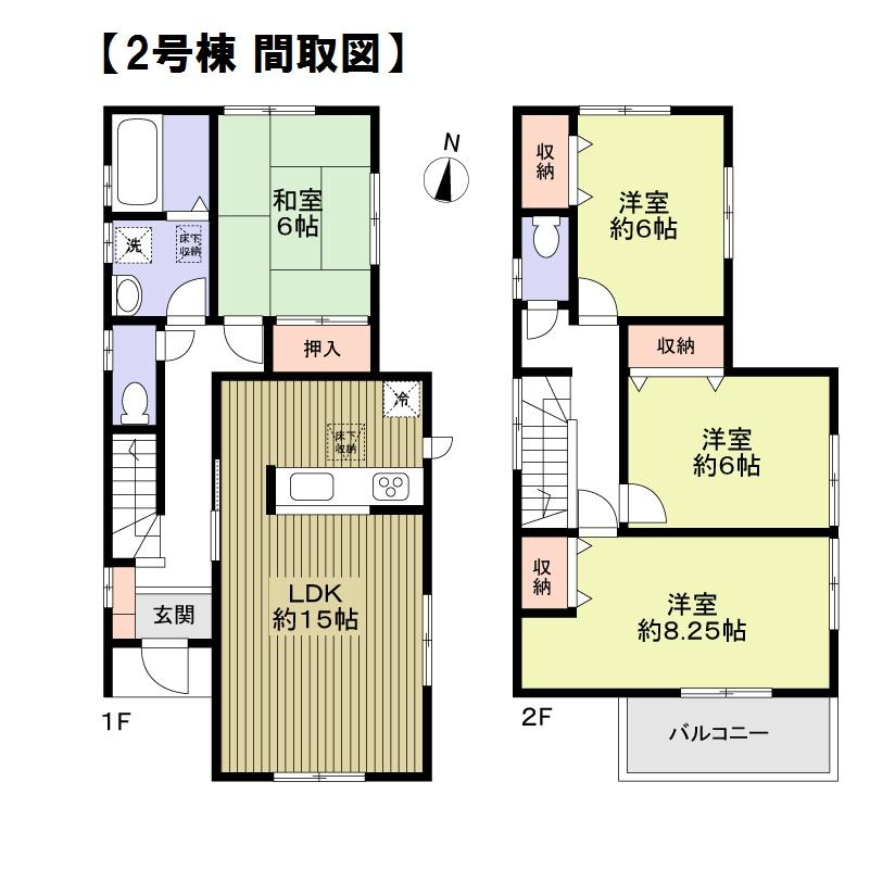 Floor plan. (Building 2), Price 40,800,000 yen, 4LDK, Land area 125.37 sq m , Building area 100.19 sq m