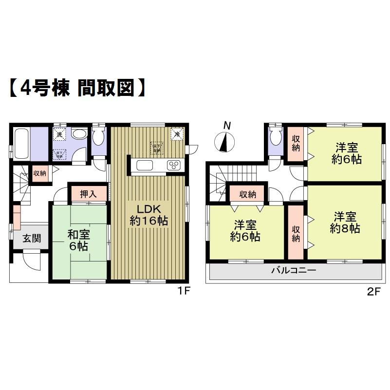 Floor plan. (4 Building), Price 37,800,000 yen, 4LDK, Land area 150.05 sq m , Building area 104.33 sq m