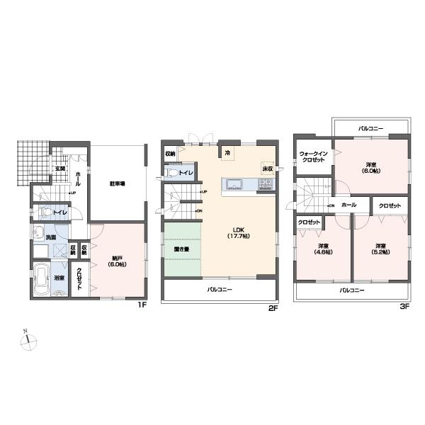 Floor plan. (No.B-10 section), Price 33,800,000 yen, 3LDK+S, Land area 70.2 sq m , Building area 110.57 sq m